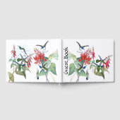 Blue Hummingbird Birds Red Floral Guest Book Gästebuch (Voll)