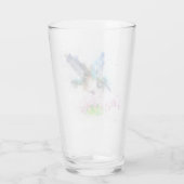 Blue Hummingbird Blume Illustration Tumbler Glas (Rückseite)