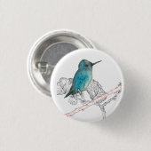 Blue Hummingbird Branches Button (Vorne & Hinten)