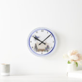 Blue Hummingbird Design Wall Clock Runde Wanduhr (Zuhause)