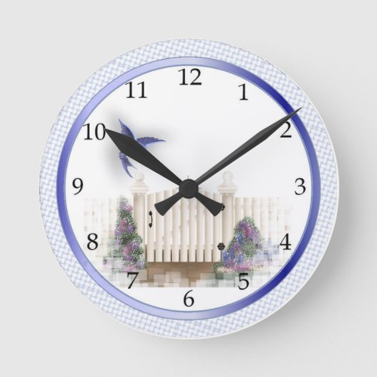 Blue Hummingbird Design Wall Clock Runde Wanduhr (Vorderseite)