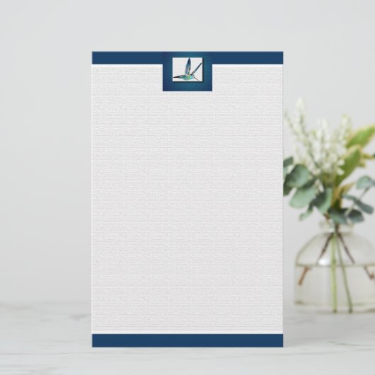 Blue Hummingbird Elegant Briefpapier (Stehend Vorderseite)