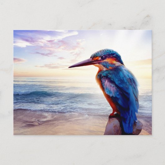 Blue Hummingbird Exotic Sunset Beach Postkarte (Vorderseite)