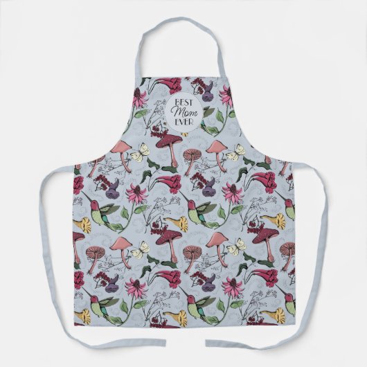 Blue Hummingbird Garden Floral Beste Mama jemals Schürze (Vorderseite)