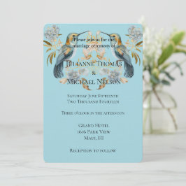 Blue Hummingbird Hydrangea Blume Hochzeit Einladung