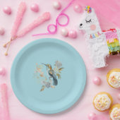 Blue Hummingbird Hydrangea Blume Pappteller (Party)