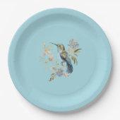 Blue Hummingbird Hydrangea Blume Pappteller (Vorderseite)