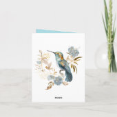 Blue Hummingbird Hydrangea Blume Vielen Dank Dankeskarte (Rückseite)