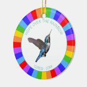 Blue Hummingbird in Regenbogenfarben Keramik Ornament (Links)
