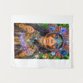 Blue Hummingbird Moth Queen Wandteppich (Vorderseite (Horizontal))