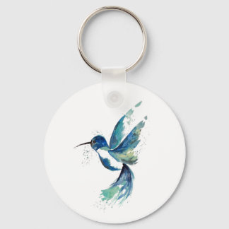 Blue Hummingbird Watercolor Schlüsselanhänger