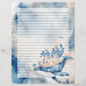 Blue Humpback Whale Lined Letter Writer Paper (Vorderseite)