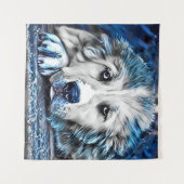 BLUE-Hund Wandteppich (Vorderseite (Horizontal))