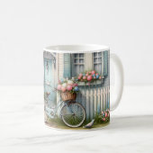 Blue Hütte Bike mit Spring Blume Basket Kaffeetasse (VorderseiteRechts)