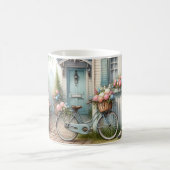 Blue Hütte Bike mit Spring Blume Basket Kaffeetasse (Mittel)