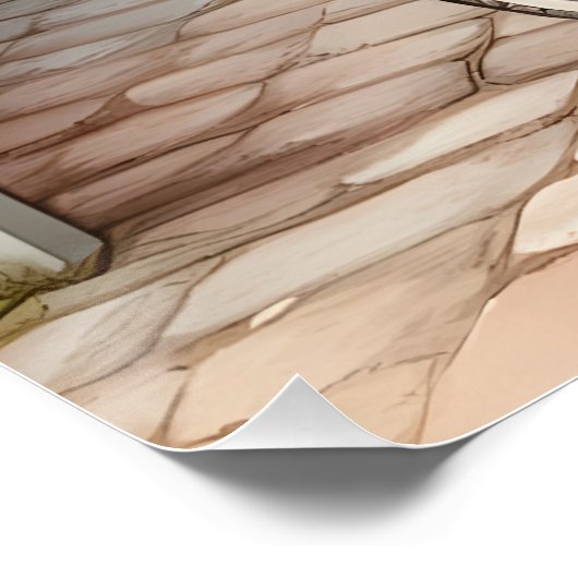 Blue Hütte Bike mit Spring Blume Basket Poster (Ecke)