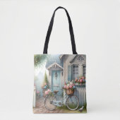 Blue Hütte Bike mit Spring Blume Basket Tasche (Vorderseite)