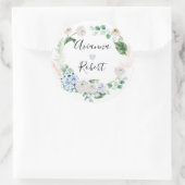 Blue Hydrange Blush Rose Hochzeitsticker Runder Aufkleber (Tasche)