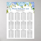 Blue Hydrangea 12 Tische Hochzeitszettel Poster (Vorne)