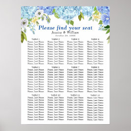 Blue Hydrangea 12 Tische Hochzeitszettel Poster