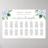 Blue Hydrangea 16 Tabelle Seating Chart Poster (Vorne)