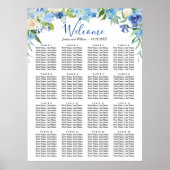 Blue Hydrangea 16 Tische Hochzeitszettel Poster (Vorne)