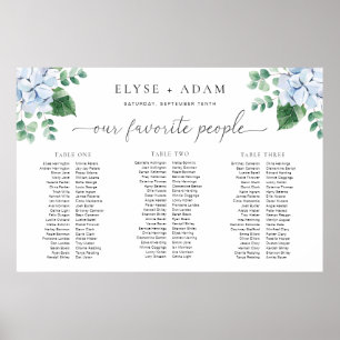 Blue Hydrangea 3 Banquet Seating Chart Fotoparte Poster