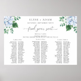 Blue Hydrangea 3 Banquet Seating Chart Fotoparte Poster