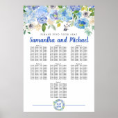 Blue Hydrangea 7-Tisch-Sitzkarte Poster (Vorne)