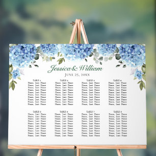 Blue Hydrangea 8 Tables SITZENDE CHART Akryllische Acrylschild