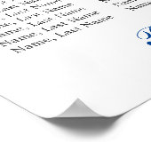 Blue Hydrangea 8 Tische Hochzeitszettel Poster (Ecke)