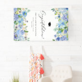 Blue Hydrangea Abschluss Glückwunsch Banner (Insitu)
