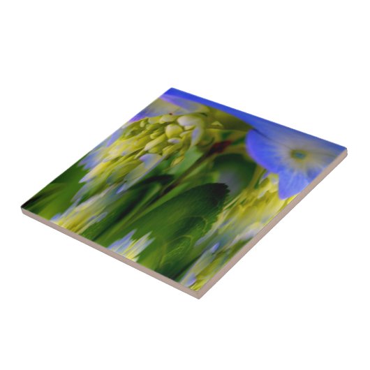 Blue Hydrangea Abstrakt Art Tile Fliese (Seite)