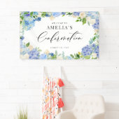 Blue Hydrangea and Ivory Rose Confirmation Banner (Insitu)