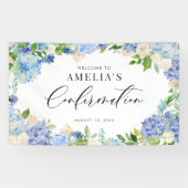 Blue Hydrangea and Ivory Rose Confirmation Banner (Horizontal)