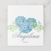 Blue Hydrangea Anspruchsvolle Hochzeit Platzkarte (Außenseite Aufgefaltet)