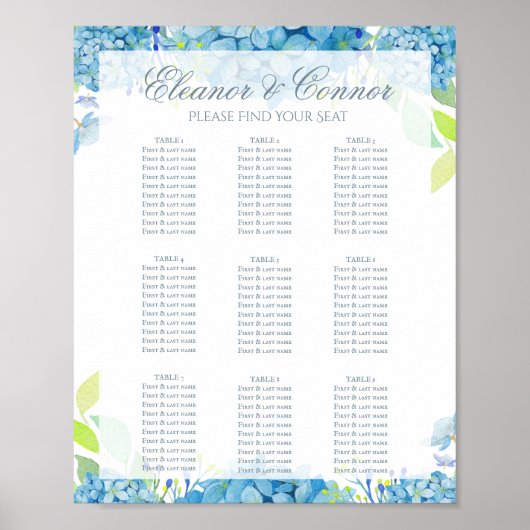 Blue Hydrangea Anspruchsvolle Hochzeit Poster (Vorne)