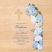 Blue Hydrangea Arch Baptism Acryleinladungen (Vorderseite)
