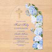 Blue Hydrangea Arch erste Kommune Acryleinladungen (Vorderseite)
