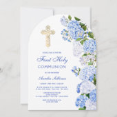 Blue Hydrangea Arch erste Kommune Einladung (Vorderseite)