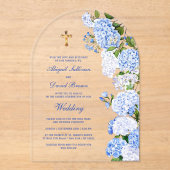 Blue Hydrangea Arch Religious Wedding Acryleinladungen (Vorderseite)