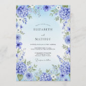 Blue Hydrangea Artistic Bloom Wedding Einladung (Vorderseite)