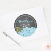 Blue Hydrangea auf Chalkboard Danke Sticker (Umschlag)