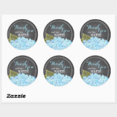 Blue Hydrangea auf Chalkboard Danke Sticker (Blatt)