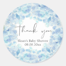 Blue Hydrangea Baby Dusche Danke Sticker