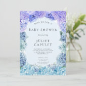 Blue Hydrangea Baby Dusche Einladung (Stehend Vorderseite)