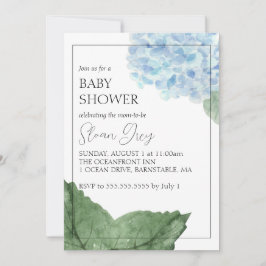 Blue Hydrangea Baby Dusche Einladung