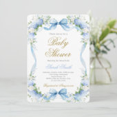 Blue Hydrangea Baby Dusche Einladung (Stehend Vorderseite)