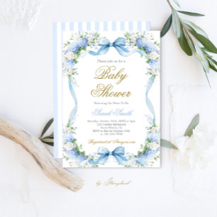Blue Hydrangea Baby Dusche Einladung
