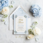 Blue Hydrangea Baby Dusche Einladung